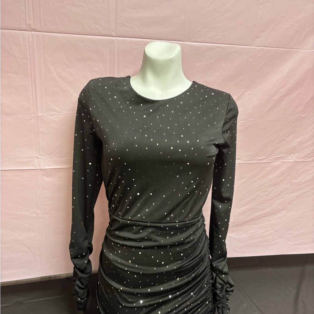 Lucy in the Sky Black Long Sleeve Dress with Silver Accents